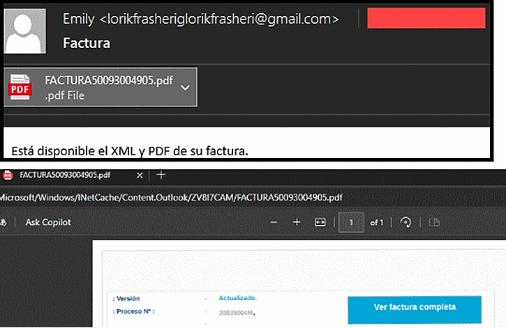 A phishing email with a redirect to the Mispadu payload