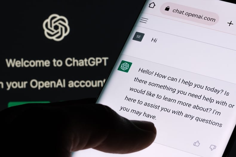 ChatGPT welcoming a user on their cell phone