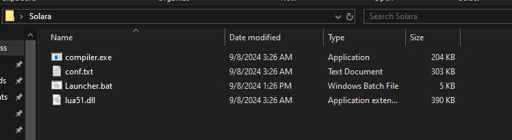 Solara folder in Windows Explorer