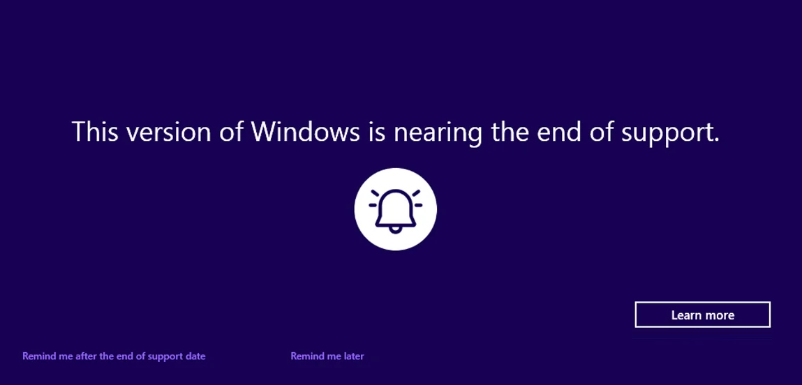Windows End of Service Screen
